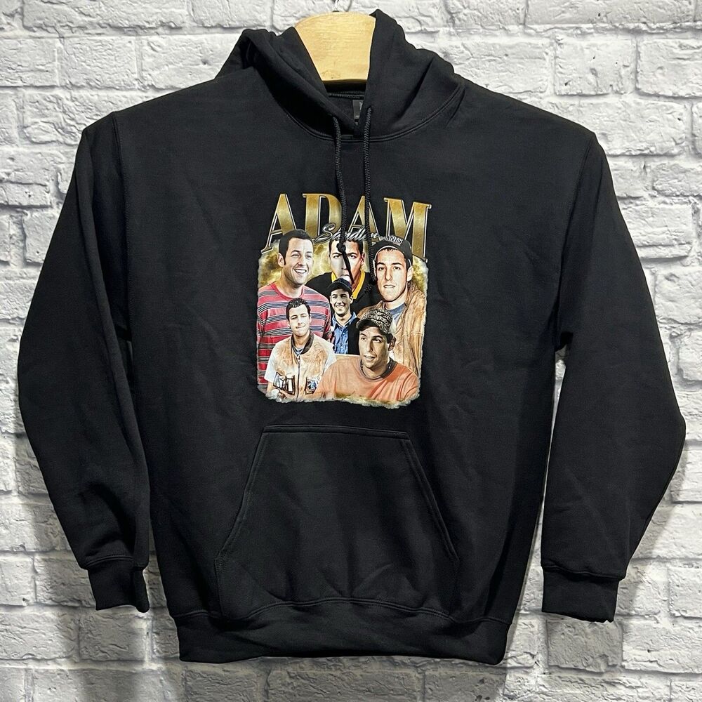 Gildan Adult Adam Sandler Graphic Black Pullover Long Sleeve Hoodie Size Medium